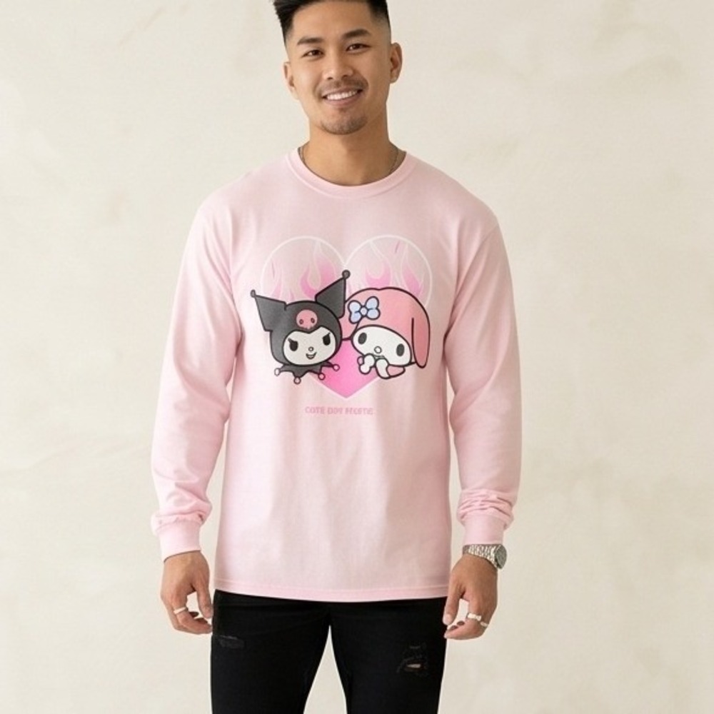 Sanrio My Melody Kuromi Pink Long Sleeve T Shirt Graphic Mens XL Anime Cartoon